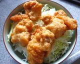 唐揚げ×トマト×キャベツのマヨ＊バジル丼作り方4写真