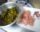鶏肉と高菜のピリ辛パスタ作り方2写真