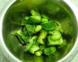 胡瓜と枝豆と胡桃の塩昆布すし酢和え作り方4写真