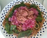 そば風☆全粒粉のピンク色和風パスタ☆作り方4写真