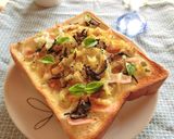 ハムと玉葱と塩昆布のカレー風味トースト作り方5写真
