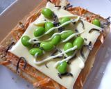 胡麻和え人参と枝豆の塩昆布大葉トースト作り方5写真