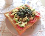 葱・胡麻・トマトと椎茸茶のトースト作り方6写真