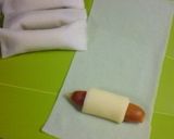 春巻きの皮で「フランクフルトのチーズ巻き作り方3写真
