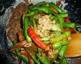 しし唐を肉味噌で和えたん　京都カフェ作り方7写真