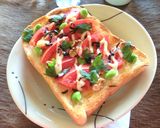 トマトと胡桃と枝豆の塩昆布トースト作り方6写真