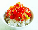 簡単！しょうが醤油風味の冷温トマト丼♪作り方2写真