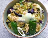 ツナと野菜と卵の塩昆布・梅わさび丼作り方10写真