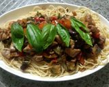 夏野菜とチキンのバジルスパゲティ作り方3写真
