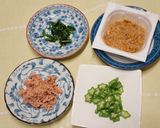 ツナ*納豆*オクラのパスタ作り方1写真