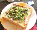葱とベーコンと塩昆布のレモン風味トースト作り方4写真