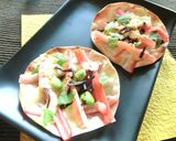 塩昆布＆カニカマの　餃子皮ぴっつぁ風作り方4写真