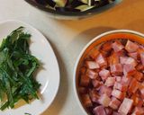 なすとベーコンのうまうまチャーハン作り方1写真