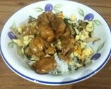 照り焼きチキン☆シメジ☆ニラ玉丼作り方7写真