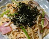 しめじとアスパラのたらこスパゲティー作り方5写真