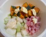 かぼちゃとハムのクリーミー豆腐グラタン♪作り方1写真