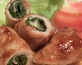 モロヘイヤと豚肉のロール焼き作り方10写真