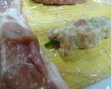 おくらDE鶏ひき肉豚バラまき焼き★作り方5写真