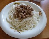 茨城家庭料理:卵かけ納豆うどん→略TKU作り方4写真