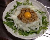 ☆水菜がおいしい☆ 納豆お月見サラダ♪作り方5写真