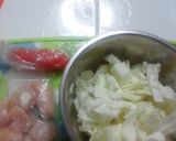 ＊キャベツと鶏肉の明太子醤油炒め＊作り方1写真