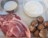 豚肉とマッシュルームのヨーグルト焼き♪作り方1写真