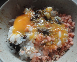 卵かけご飯☆鮭フレークと海苔の佃煮で！作り方3写真