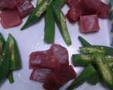 鮪ぶつきりとオクラバター炒め盛り合わせ作り方9写真