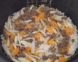 ゴボウとしょうがと挽肉で炊き込み♡作り方4写真