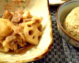 蓮根と豚バラの黒酢炒め煮作り方5写真