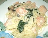 鮭とほうれん草入りクリームパスタ作り方10写真