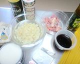 さつまいもと鶏肉のクリームパスタ作り方1写真