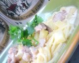 さつまいもと鶏肉のクリームパスタ作り方4写真