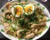 塩麹de☆塩鶏親子パスタ作り方5写真
