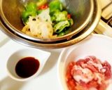 甘唐辛子と豚肉、蓮根の醤油炒め作り方2写真