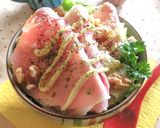 ハムとレタスと胡桃の　レモンハーブ塩丼作り方4写真