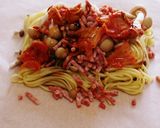 クッキングシートで♡豚キムチ焼きそば作り方1写真