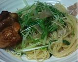 水菜と豚肉のペペロンチーノ風パスタ☆作り方9写真