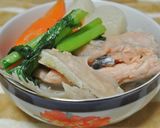 フライパンでかぶ（大根）と鮭のアラの煮物作り方6写真