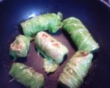 フライパンで簡単　鶏とご飯ロールキャベツ作り方5写真