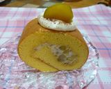 栗たっぷり　マロンクリームのロールケーキ作り方6写真