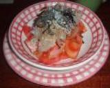 豚薄切り肉とたまねぎを茹でてサラダ作り方2写真