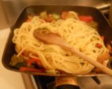 赤ピーマンとペストソースのスパゲティ作り方5写真