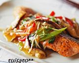 鮭のお酢ときのこ野菜のタップリあん☆作り方8写真