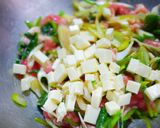 チーズ白葱入＊豚肉と法蓮草のおつまみ焼き作り方6写真