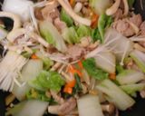 白菜・豚肉・えのき入りあんかけ皿うどん作り方9写真