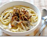 揚げごぼう＆蓮根きのこ豆乳クリームパスタ作り方7写真