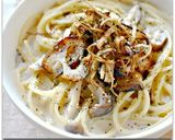 揚げごぼう＆蓮根きのこ豆乳クリームパスタ作り方8写真