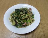 モロヘイヤとベーコンのパスタ作り方2写真