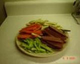 夏野菜とスパムのケチャップ炒め作り方1写真
